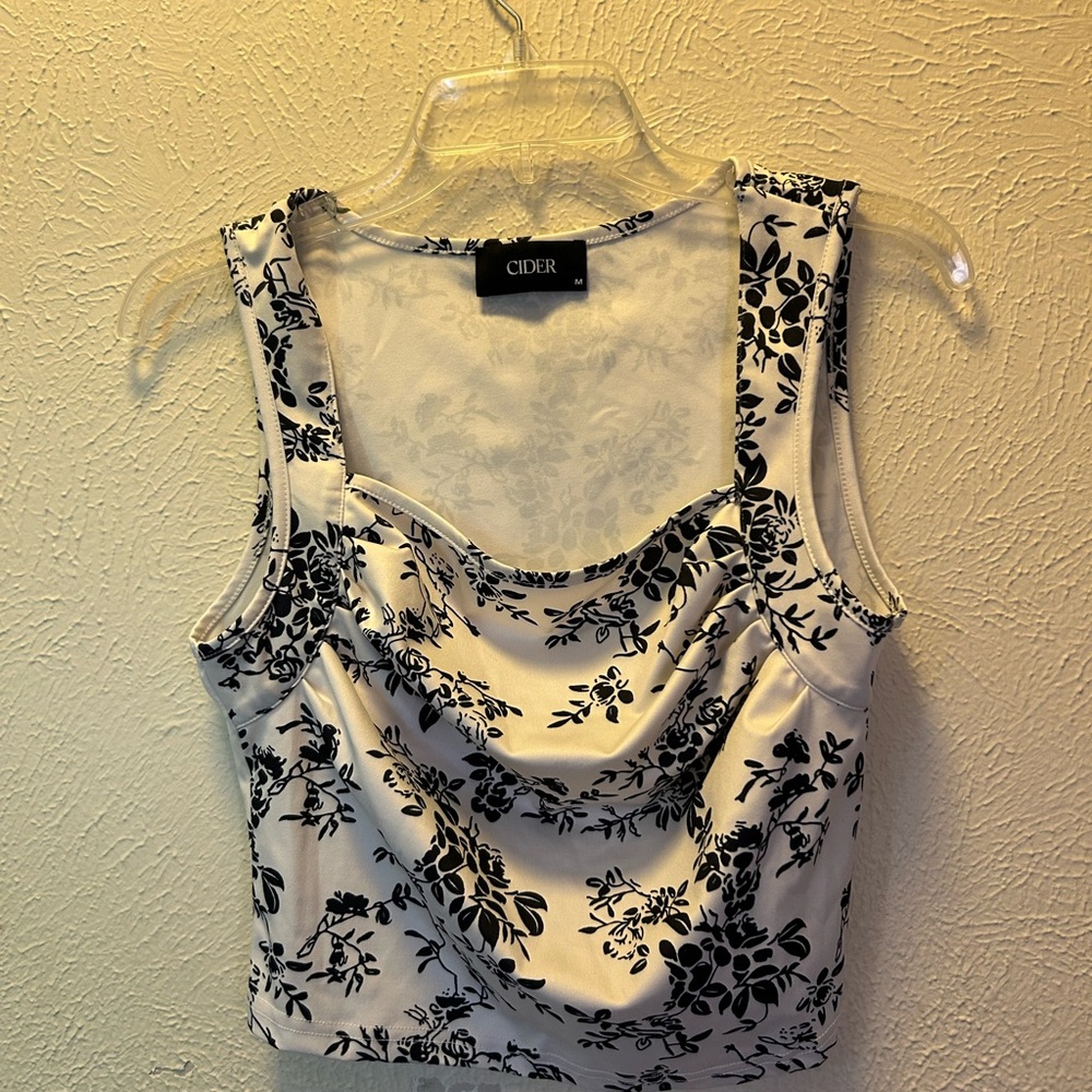 Cider Black and Cream Floral Tank Top